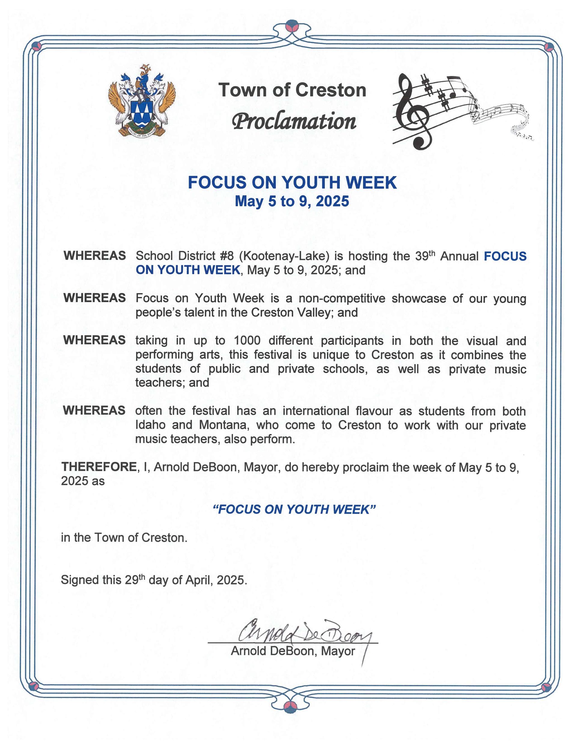 Focus on Youth Proclamation