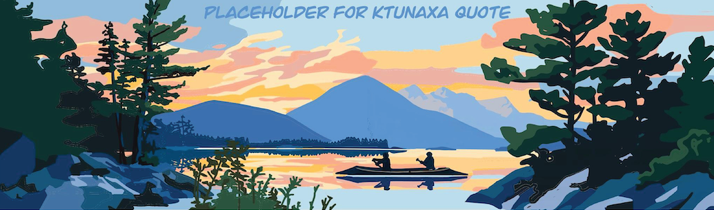 Mockup of Mural Design - Mountains, Kootenay River, people in a canoe with trees and rocks and beautiful sunset